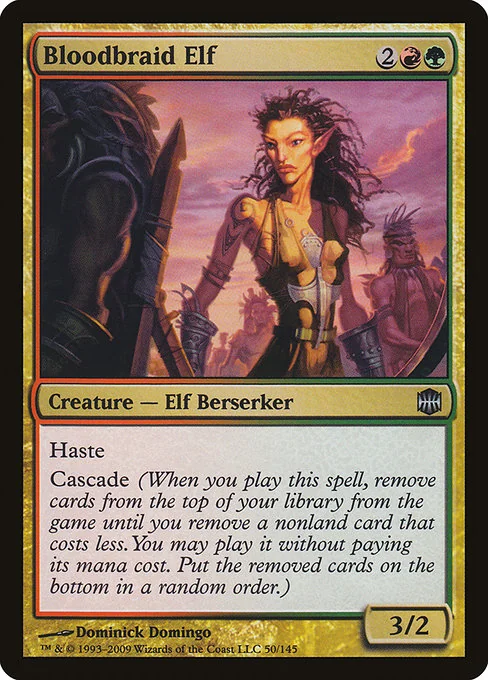 Elfa de la trenza de sangre — Alara Reborn — Criatura — Elf Berserker — Coste {2}{R}{G}